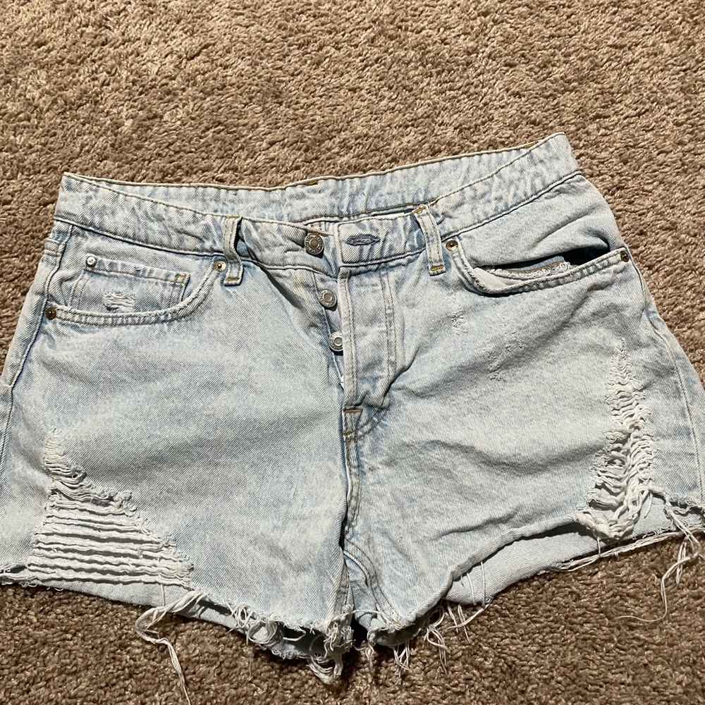 H&M Light Blue Distressed Denim Shorts
